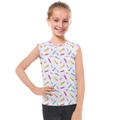 Multicolored Pencils And Erasers Kids  Mesh Tank Top by SychEva