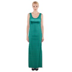 Metallic Mesh Screen 2-blue Thigh Split Maxi Dress by impacteesstreetweareight