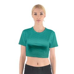 Metallic Mesh Screen 2-blue Cotton Crop Top by impacteesstreetweareight