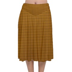 Metallic Mesh Screen 2-gold Velvet Flared Midi Skirt by impacteesstreetweareight