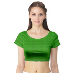 Metallic Mesh Screen 2-green Short Sleeve Crop Top by impacteesstreetweareight