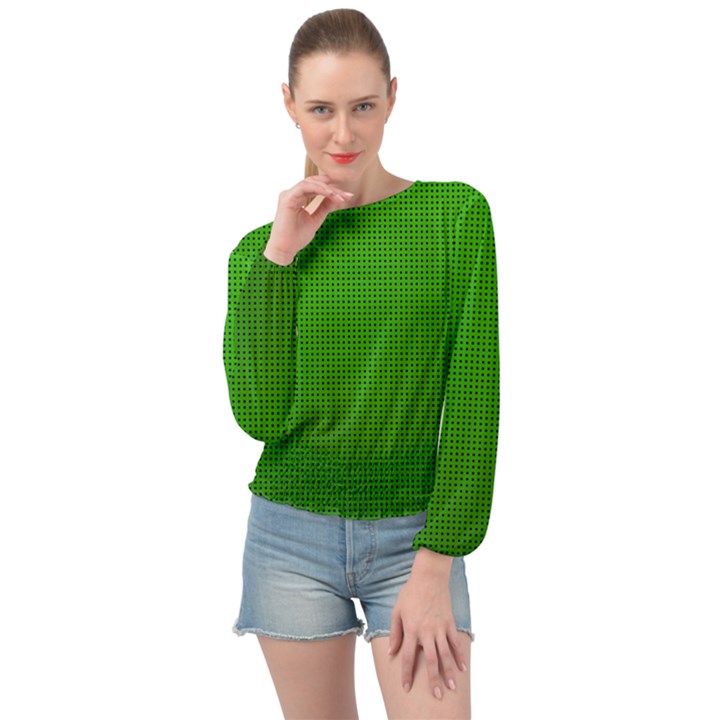 Metallic Mesh Screen 2-green Banded Bottom Chiffon Top