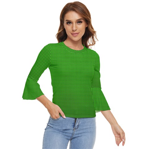 Metallic Mesh Screen 2-green Bell Sleeve Top by impacteesstreetweareight