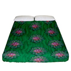 Lotus Bloom In The Blue Sea Of Peacefulness Fitted Sheet (king Size) by pepitasart