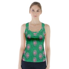 Lotus Bloom In The Blue Sea Of Peacefulness Racer Back Sports Top by pepitasart