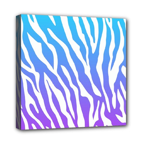 White Tiger Purple & Blue Animal Fur Print Stripes Mini Canvas 8  X 8  (stretched) by Casemiro