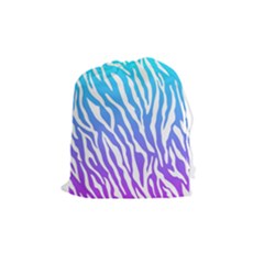 White Tiger Purple & Blue Animal Fur Print Stripes Drawstring Pouch (medium)