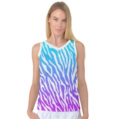 White Tiger Purple & Blue Animal Fur Print Stripes Women s Basketball Tank Top by Casemiro