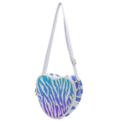 White Tiger Purple & Blue Animal Fur Print Stripes Heart Shoulder Bag by Casemiro