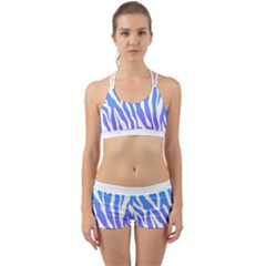 White Tiger Purple & Blue Animal Fur Print Stripes Back Web Gym Set by Casemiro