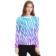 White Tiger Purple & Blue Animal Fur Print Stripes Women s Long Sleeve Rash Guard