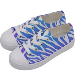 White Tiger Purple & Blue Animal Fur Print Stripes Kids  Low Top Canvas Sneakers