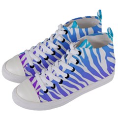 White Tiger Purple & Blue Animal Fur Print Stripes Women s Mid-top Canvas Sneakers