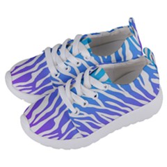 White Tiger Purple & Blue Animal Fur Print Stripes Kids  Lightweight Sports Shoes