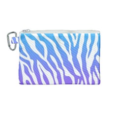 White Tiger Purple & Blue Animal Fur Print Stripes Canvas Cosmetic Bag (medium)
