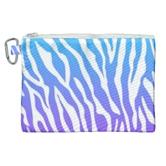 White Tiger Purple & Blue Animal Fur Print Stripes Canvas Cosmetic Bag (xl) by Casemiro