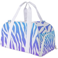 White Tiger Purple & Blue Animal Fur Print Stripes Burner Gym Duffel Bag by Casemiro