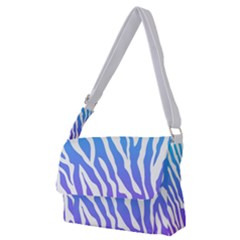 White Tiger Purple & Blue Animal Fur Print Stripes Full Print Messenger Bag (m)