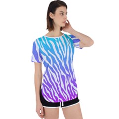 White Tiger Purple & Blue Animal Fur Print Stripes Perpetual Short Sleeve T-shirt