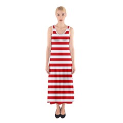 Red And White Stripes Pattern, Geometric Theme Sleeveless Maxi Dress by Casemiro