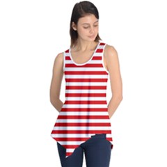 Red And White Stripes Pattern, Geometric Theme Sleeveless Tunic by Casemiro