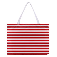 Red And White Stripes Pattern, Geometric Theme Zipper Medium Tote Bag by Casemiro
