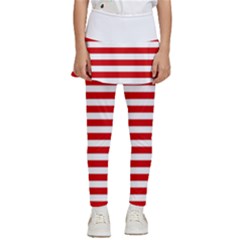 Red And White Stripes Pattern, Geometric Theme Kids  Skirted Pants by Casemiro