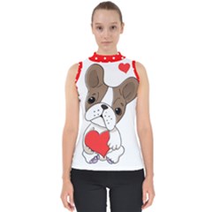 French Bulldog Hearts Mock Neck Shell Top by SomethingForEveryone