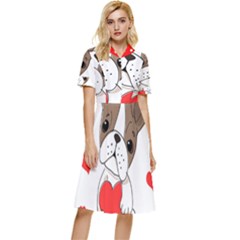 French Bulldog Hearts Button Top Knee Length Dress by SomethingForEveryone