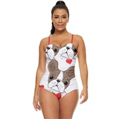 French Bulldog Hearts Retro Full Coverage Swimsuit by SomethingForEveryone