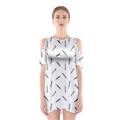 Gray Pencils On A Light Background Shoulder Cutout One Piece Dress by SychEva