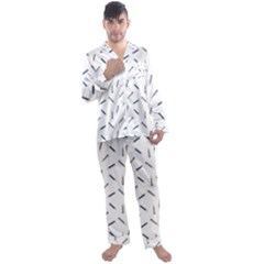 Gray Pencils On A Light Background Men s Long Sleeve Satin Pajamas Set by SychEva