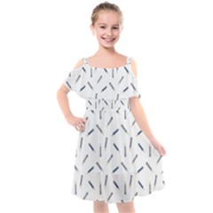 Gray Pencils On A Light Background Kids  Cut Out Shoulders Chiffon Dress by SychEva