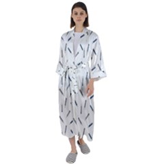 Gray Pencils On A Light Background Maxi Satin Kimono by SychEva