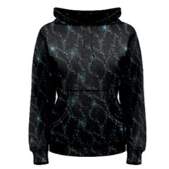 Turquoise Abstract Flowers With Splashes On A Dark Background  Abstract Print Women s Pullover Hoodie by SychEva