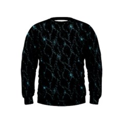 Turquoise Abstract Flowers With Splashes On A Dark Background  Abstract Print Kids  Sweatshirt by SychEva