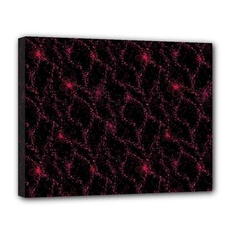 Pink Abstract Flowers With Splashes On A Dark Background  Abstract Print Canvas 14  X 11  (stretched) by SychEva