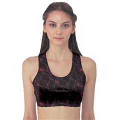 Pink Abstract Flowers With Splashes On A Dark Background  Abstract Print Sports Bra by SychEva