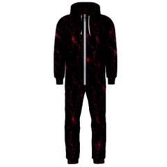 Pink Abstract Flowers With Splashes On A Dark Background  Abstract Print Hooded Jumpsuit (men)  by SychEva