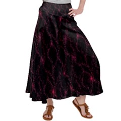 Pink Abstract Flowers With Splashes On A Dark Background  Abstract Print Satin Palazzo Pants by SychEva