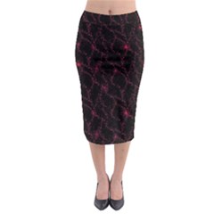 Pink Abstract Flowers With Splashes On A Dark Background  Abstract Print Midi Pencil Skirt by SychEva