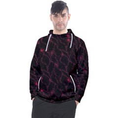 Pink Abstract Flowers With Splashes On A Dark Background  Abstract Print Men s Pullover Hoodie by SychEva
