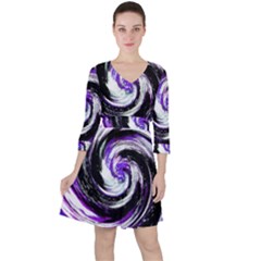 Canvas-acrylic-digital-design Quarter Sleeve Ruffle Waist Dress by Amaryn4rt