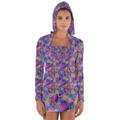 Multicolored Circles And Spots Long Sleeve Hooded T-shirt by SychEva