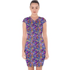 Multicolored Circles And Spots Capsleeve Drawstring Dress  by SychEva