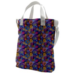 Multicolored Circles And Spots Canvas Messenger Bag by SychEva