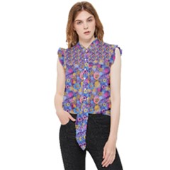 Multicolored Circles And Spots Frill Detail Shirt by SychEva