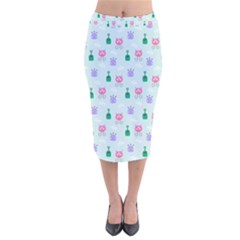 Funny Monsters Aliens Velvet Midi Pencil Skirt by SychEva