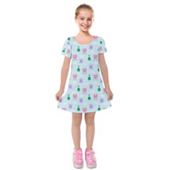 Funny Monsters Aliens Kids  Short Sleeve Velvet Dress by SychEva