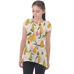 Yellow Juicy Pears And Apricots Cap Sleeve High Low Top by SychEva